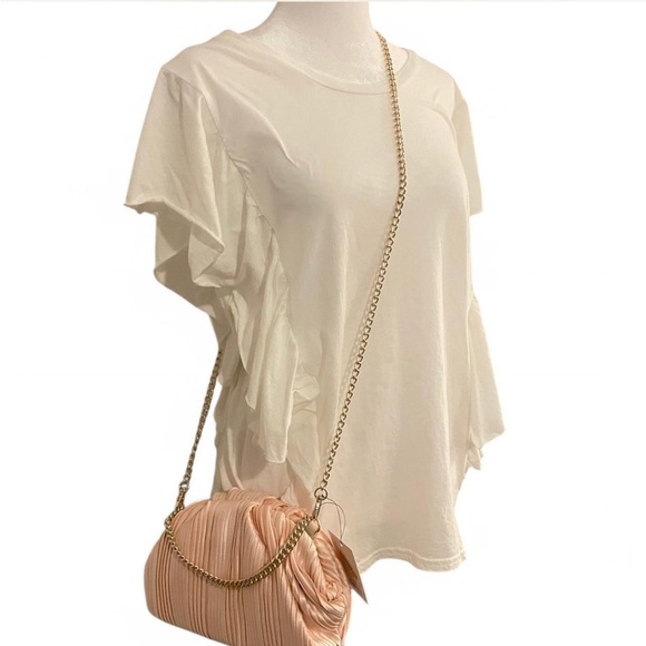 LC Lauren Conrad Molly Ruched Clutch - Blush Pleated NWT - Picture 2 of 5